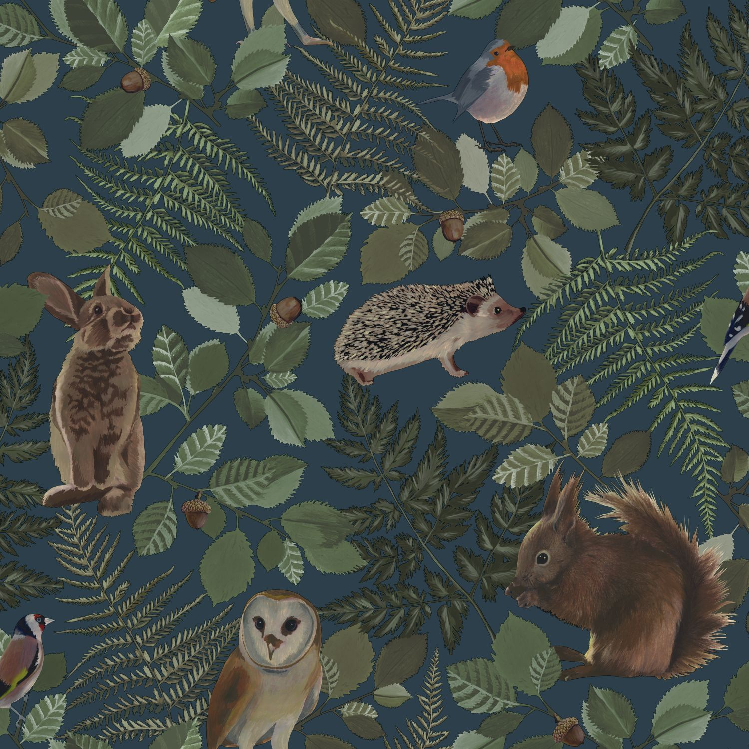 Kids Wallpaper Forest Animals Dark Blue & Green 139250 (1) Kids Wallpaper Forest Animals Dark Blue & Green