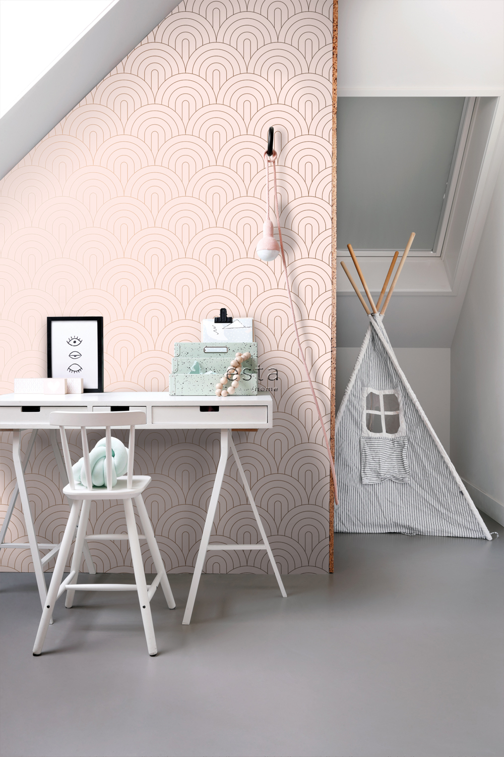 Wallpaper Art Deco Arches Soft Pink 139217 (4)