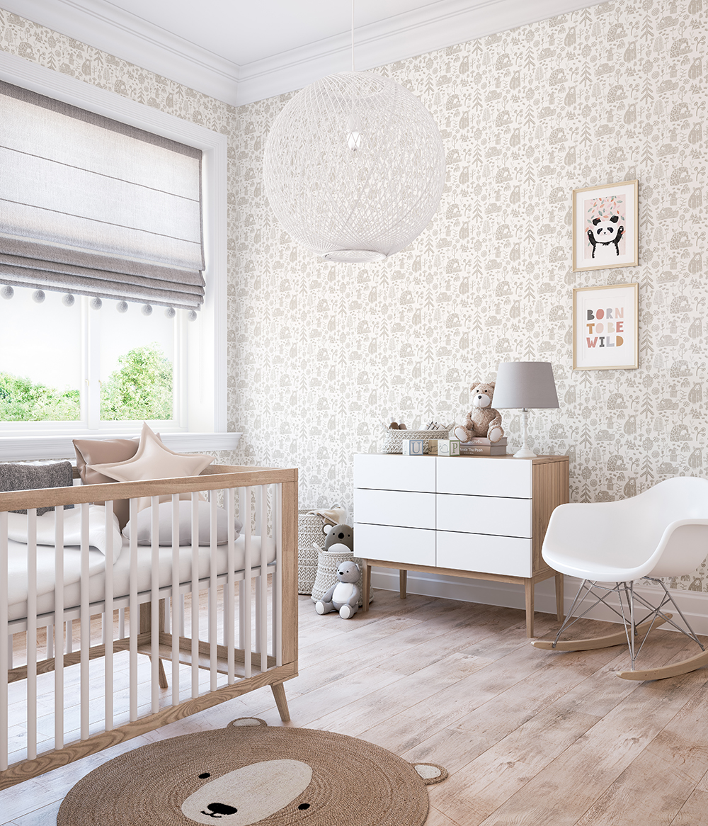 Kids Wallpaper Bears Grey – Honeywood Bears Dove WGU50145W (1)