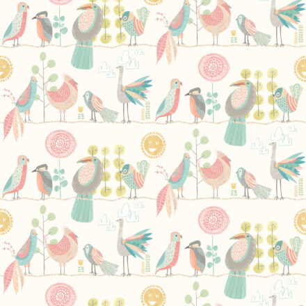 Kids Wallpaper Birds Blush – Feather Ballet Slipper