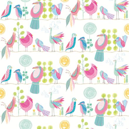 Kids Wallpaper Birds Pink - Feather Candy Apple