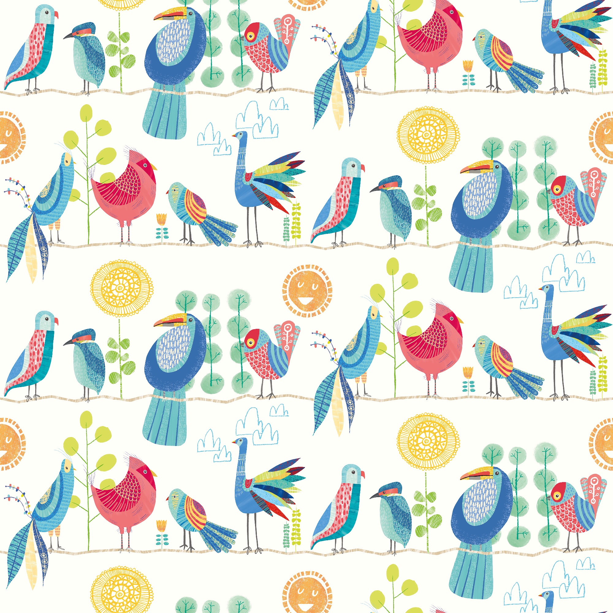 Kids Wallpaper Birds Royal Blue WGU50142W (3) Kids Wallpaper Birds Royal Blue