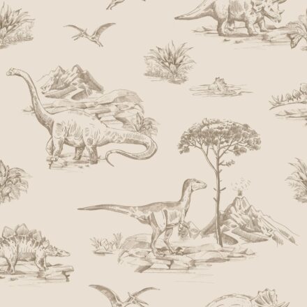 Kids Wallpaper Dinosaurs Beige