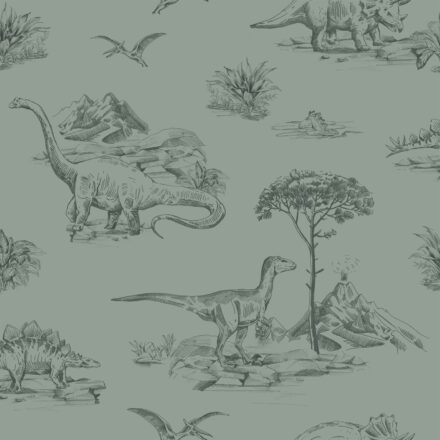 Kids Wallpaper Dinosaurs Grayish Green