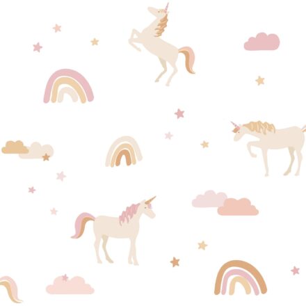 Kids Wallpaper Unicorns White & Soft Pink
