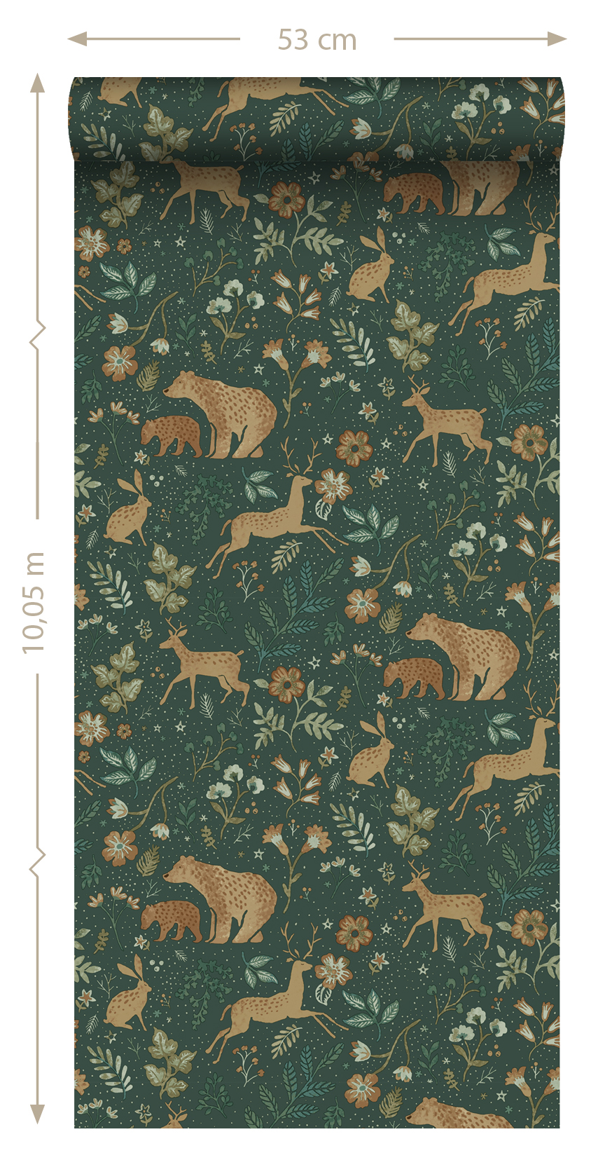 Kids Wallpaper with Forest Animals Dark Green 139587 (2)