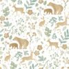 Kids Wallpaper with Forest Animals Green