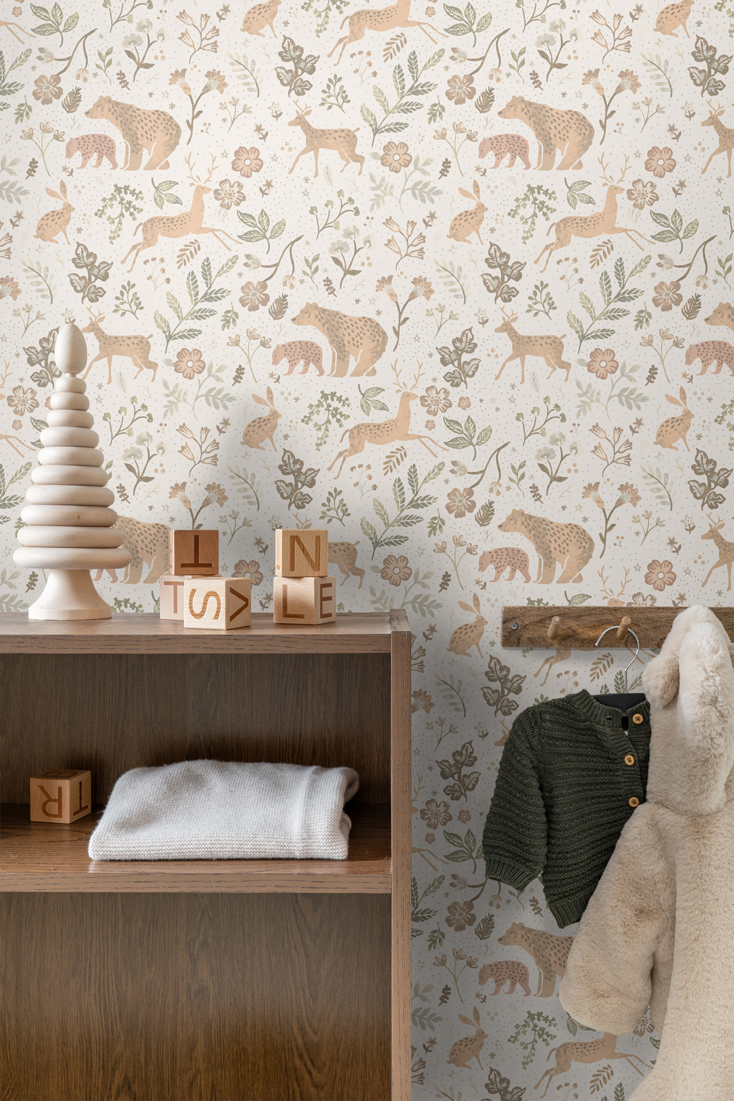 Kids Wallpaper with Forest Animals Off White & Beige 139525 (2) Kids Wallpaper with Forest Animals Off White & Beige