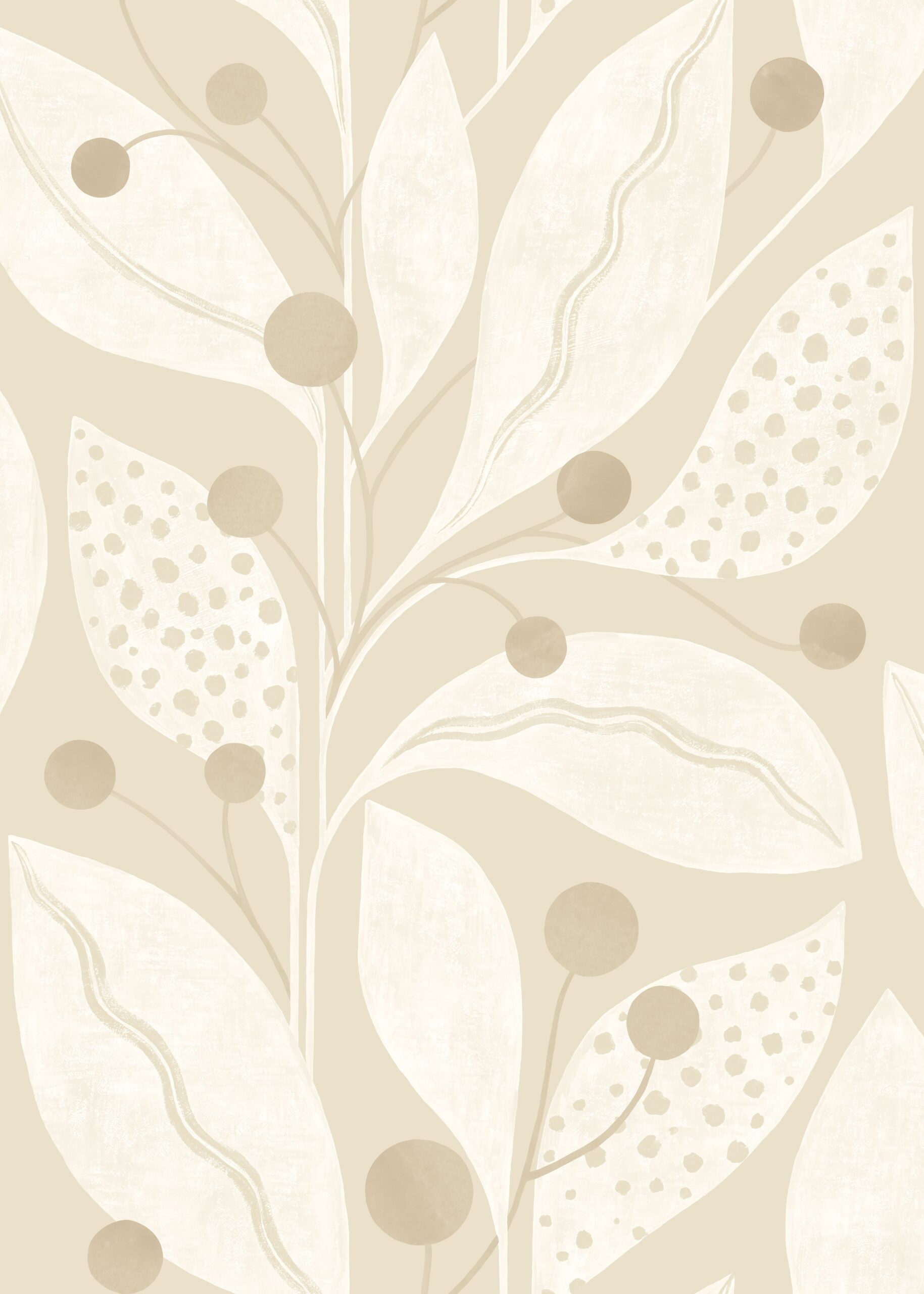 Wallpaper Abstract Leaves Beige – Berry Dot Flax LBK50105W (1)