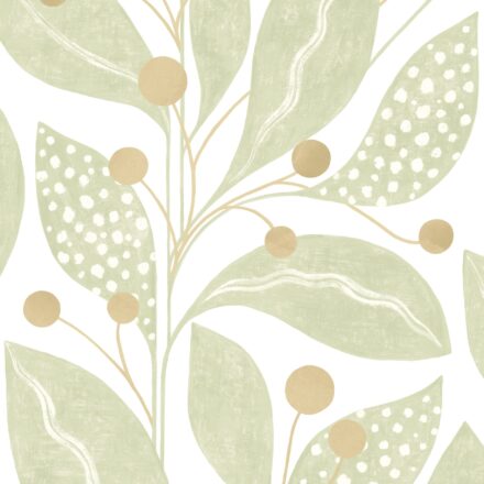 Wallpaper Abstract Leaves Greyish Green – Berry Dot Artichoke