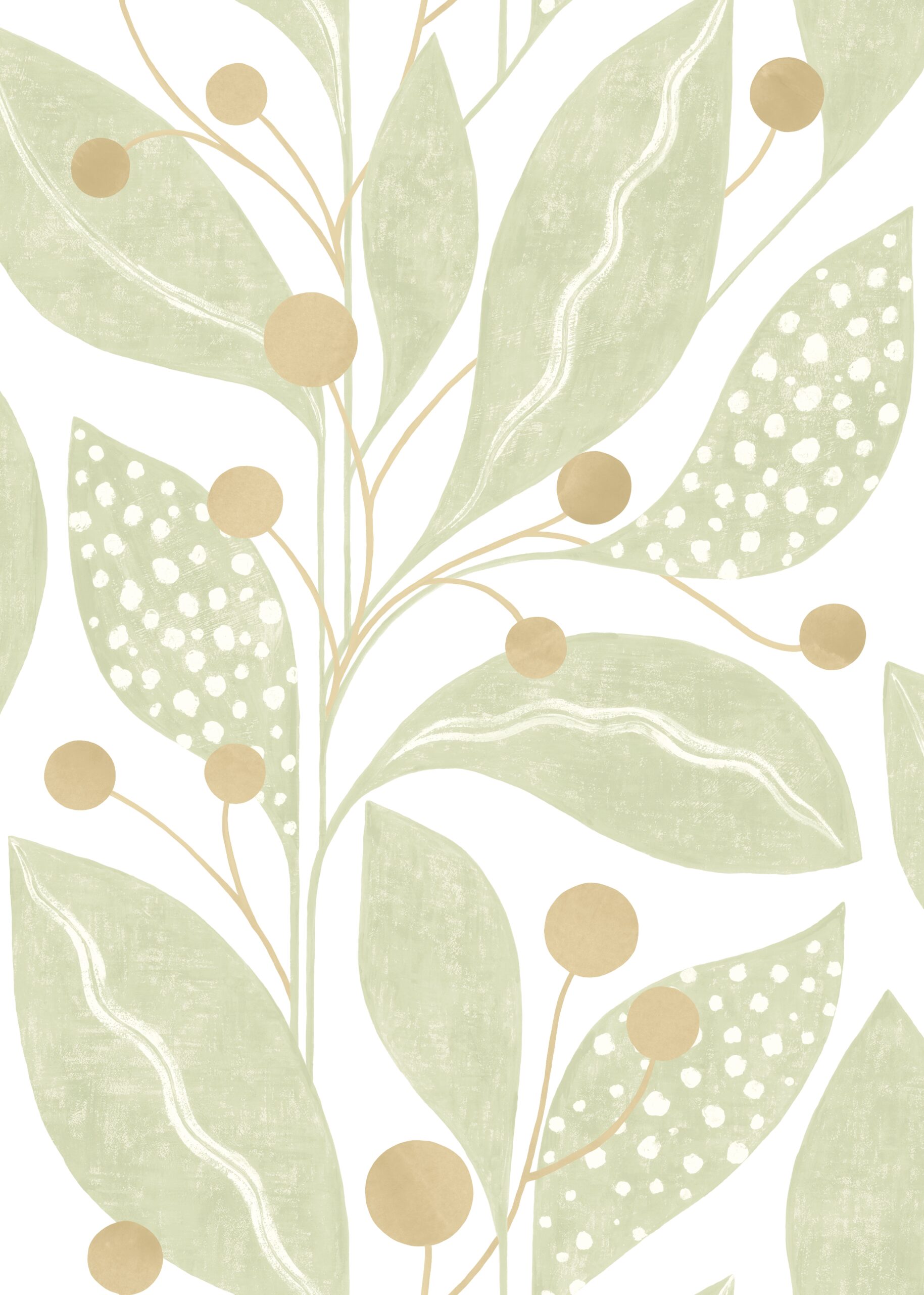 Wallpaper Abstract Leaves Greyish Green – Berry Dot Artichoke LBK50141W Wallpaper Abstract Leaves Greyish Green – Berry Dot Artichoke