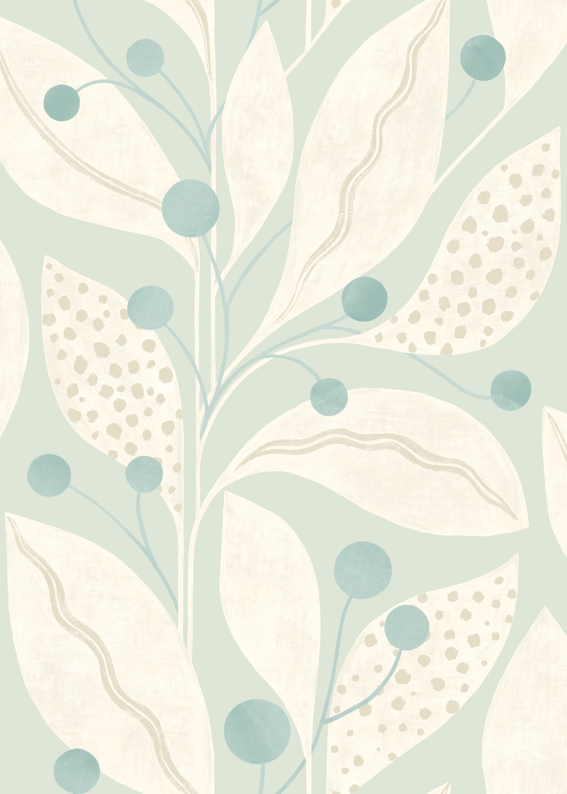 Wallpaper Abstract Leaves Light Blue – Berry Dot Duckegg LBK50149W Wallpaper Abstract Leaves Light Blue