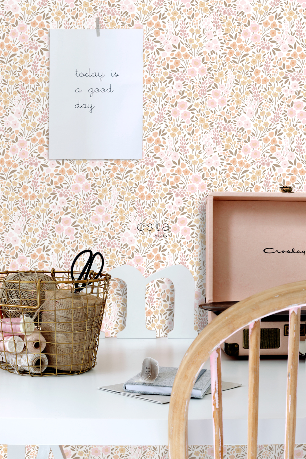 Wallpaper Flowers Soft Pink & Beige 139533 (1)