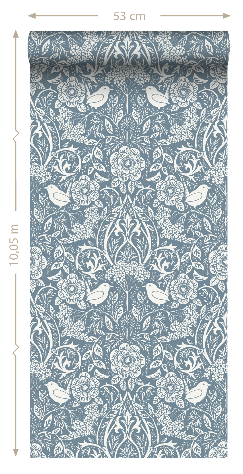 Wallpaper Flowers and Birds in Art Nouveau Style Vintage Blue 139477 (3)