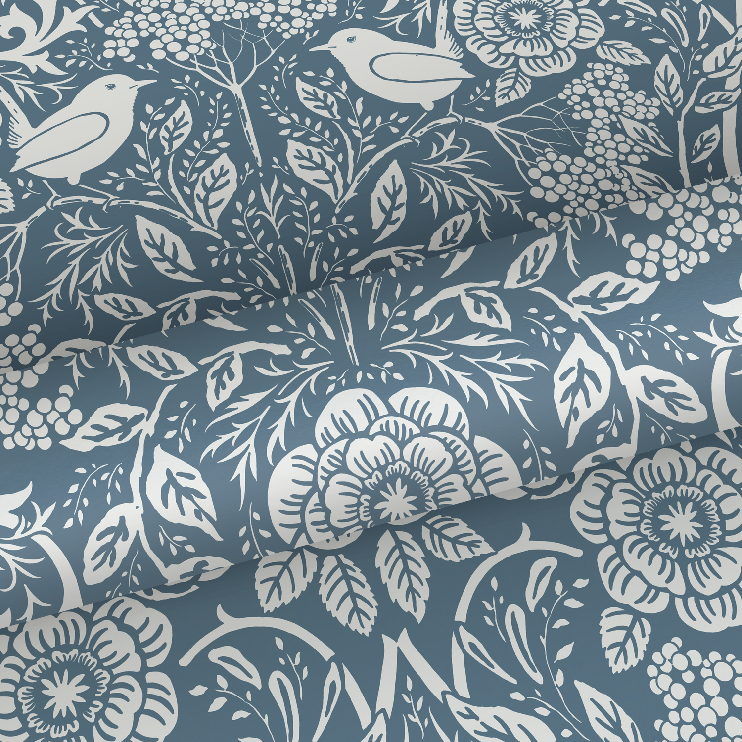 Wallpaper Flowers and Birds in Art Nouveau Style Vintage Blue 139477 (4)