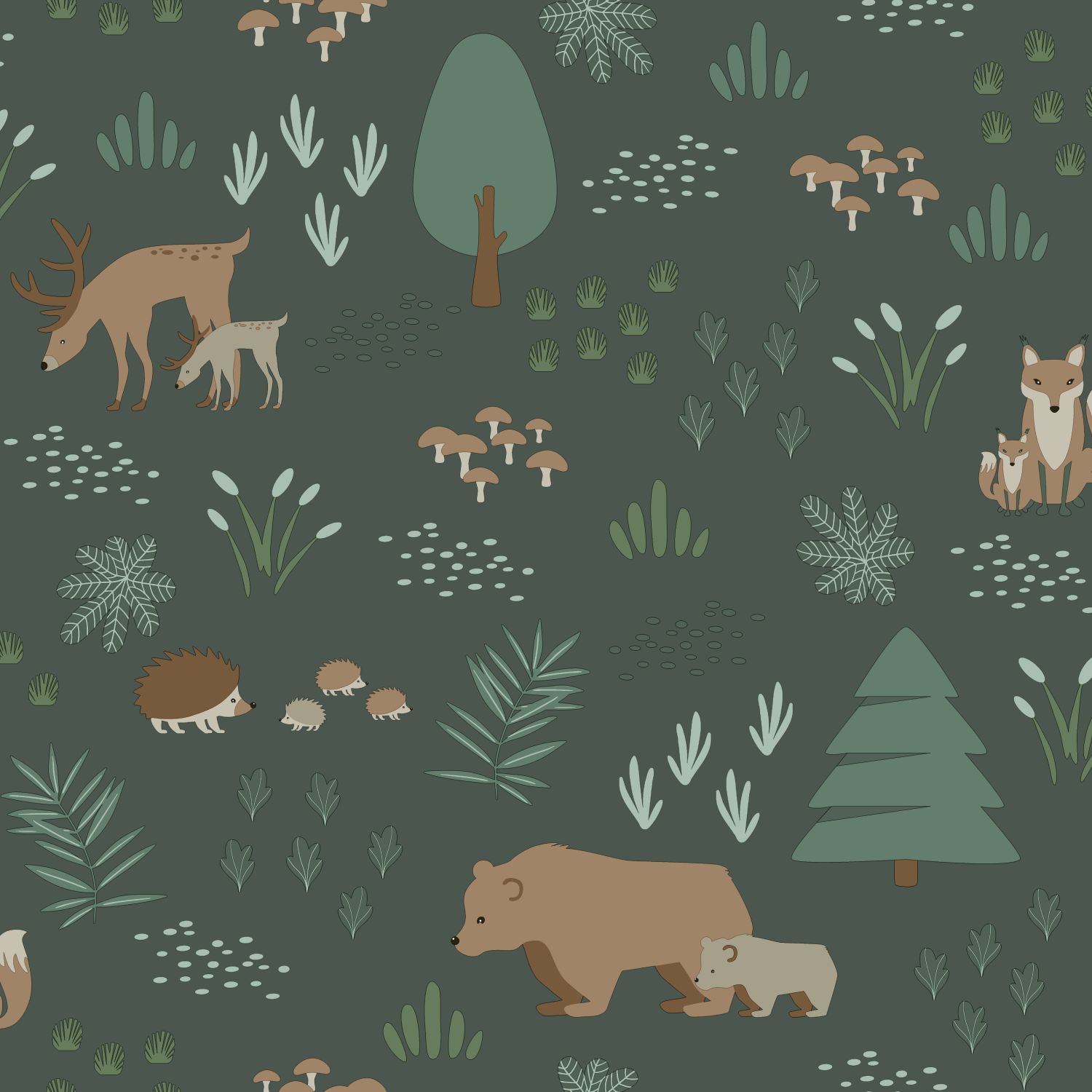 Wallpaper Forest with Forest Animals Dark 139249 (1) Wallpaper Forest with Forest Animals Dark