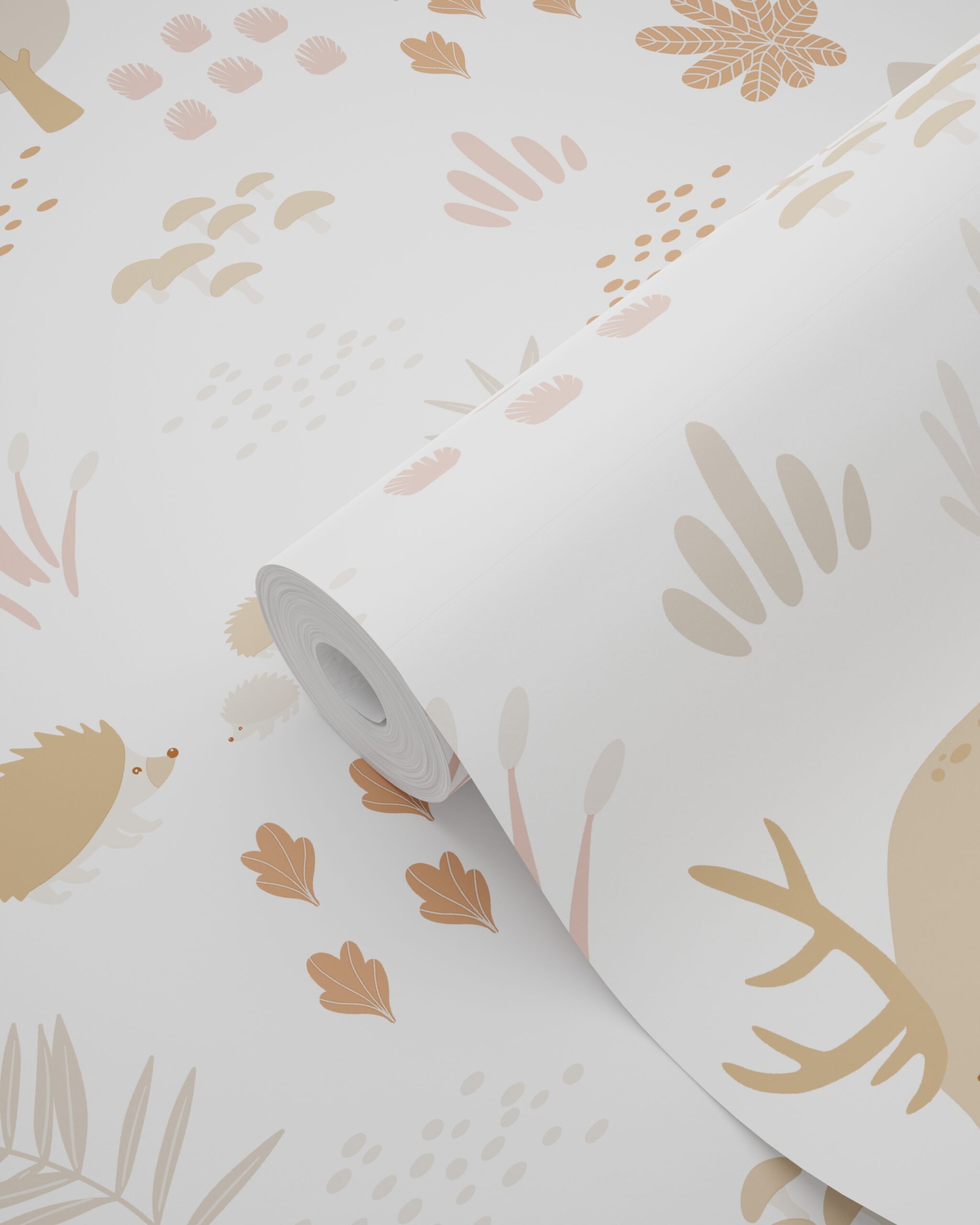 Wallpaper Forest with Forest Animals White & Beige 139611 (2)