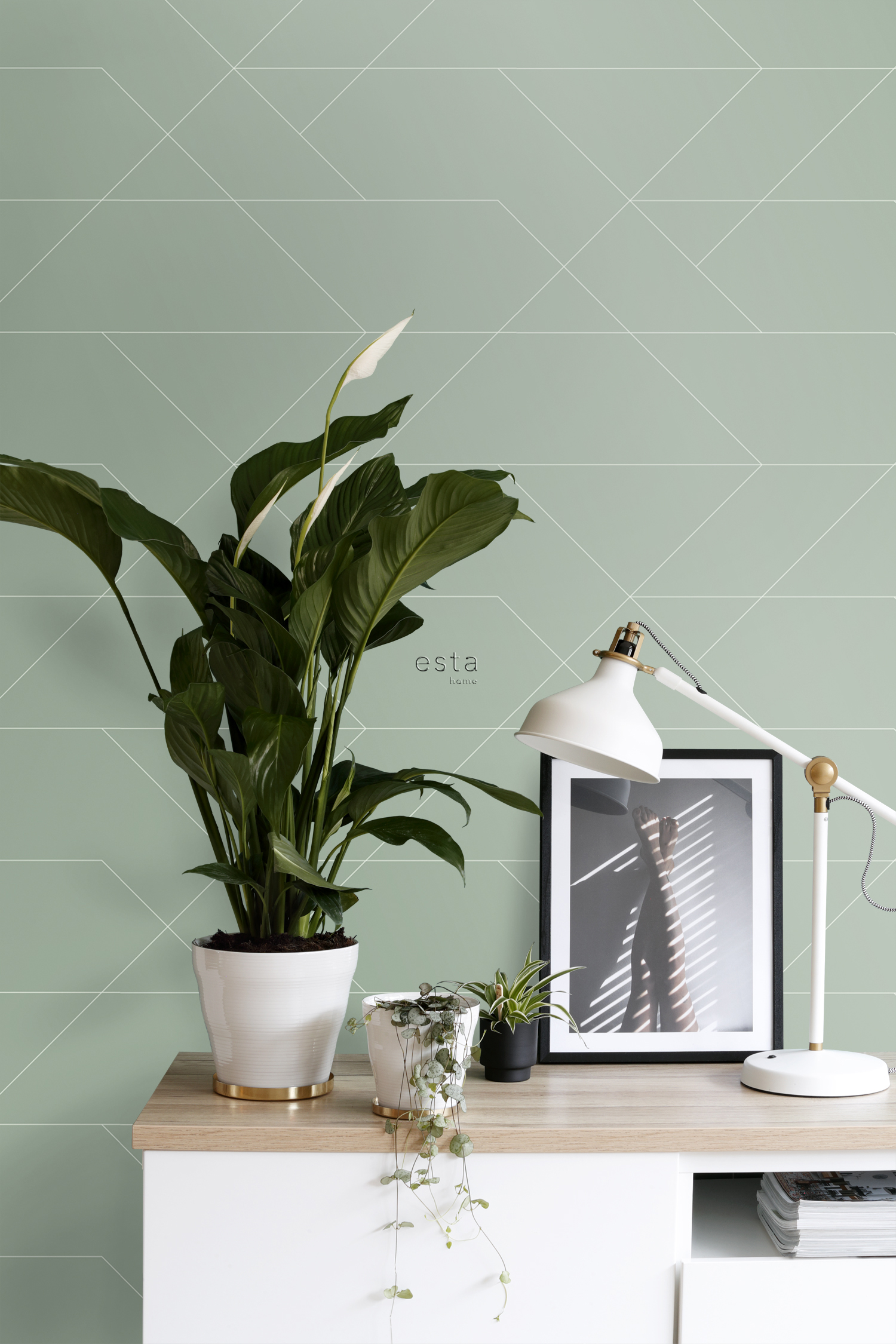 Wallpaper Graphic Lines Mint Green 139453 (3)
