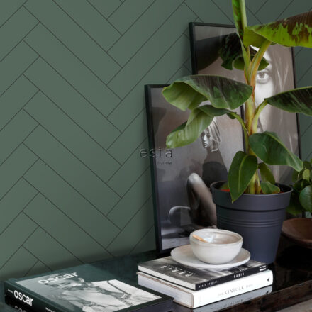 Wallpaper Herringbone Dark Green