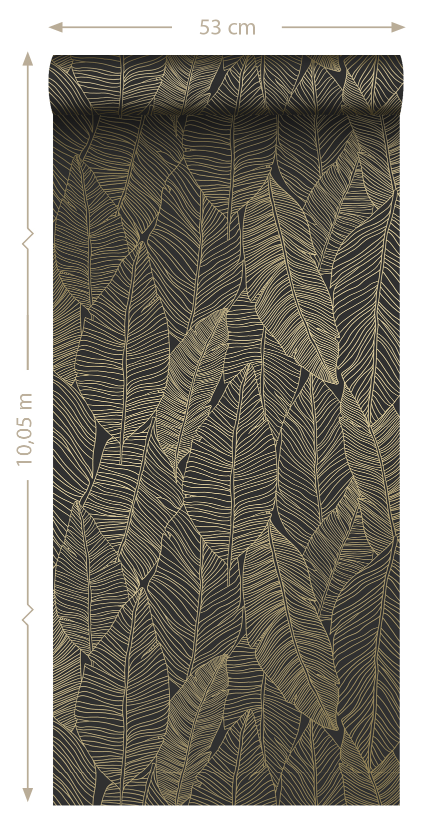 Wallpaper Pen Drawn Leaves Black&Gold 139126 (4)