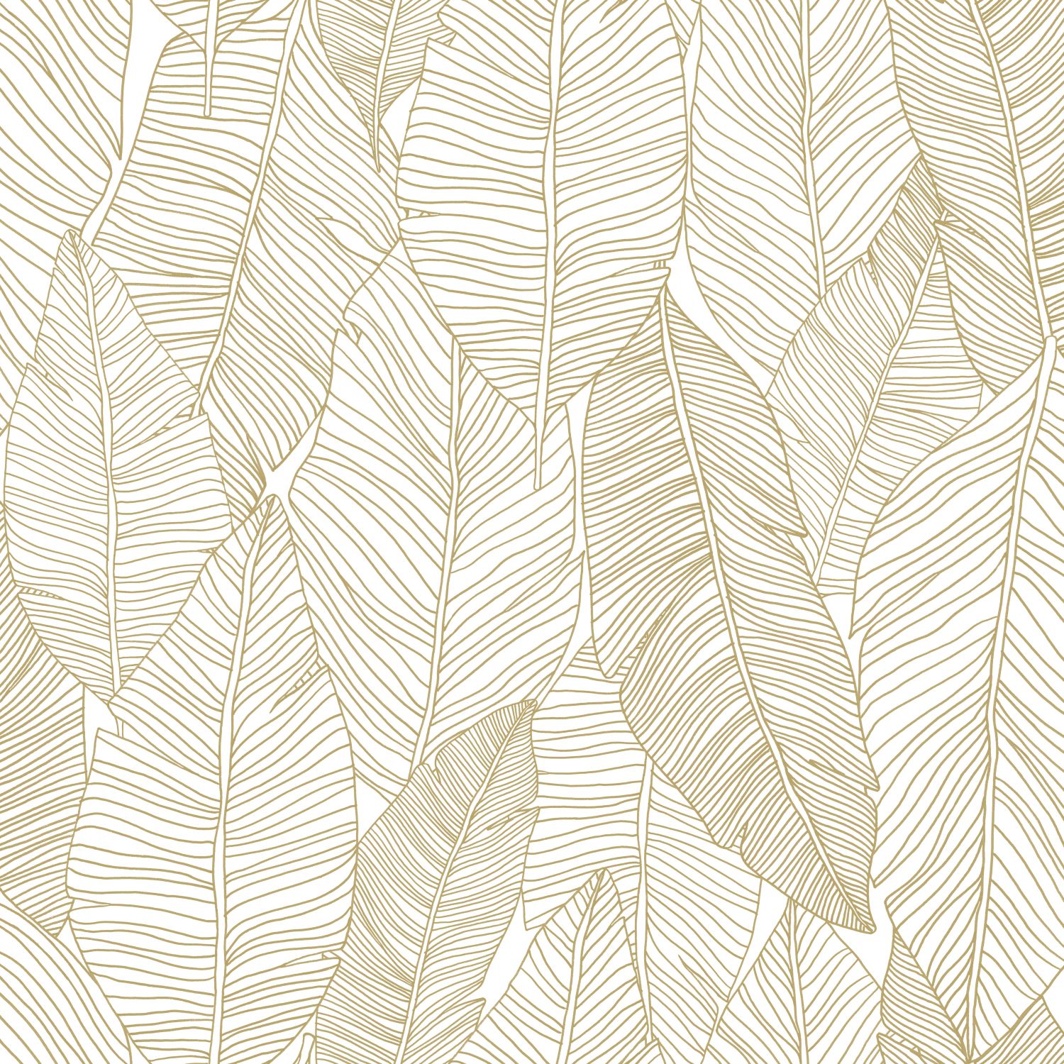 Wallpaper Pen Drawn Leaves White & Gold 139125 (1)
