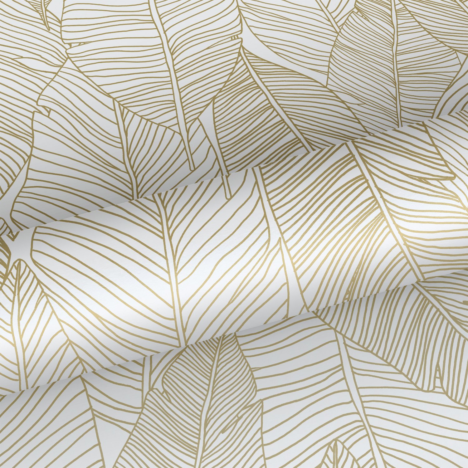 Wallpaper Pen Drawn Leaves White & Gold 139125 (3)