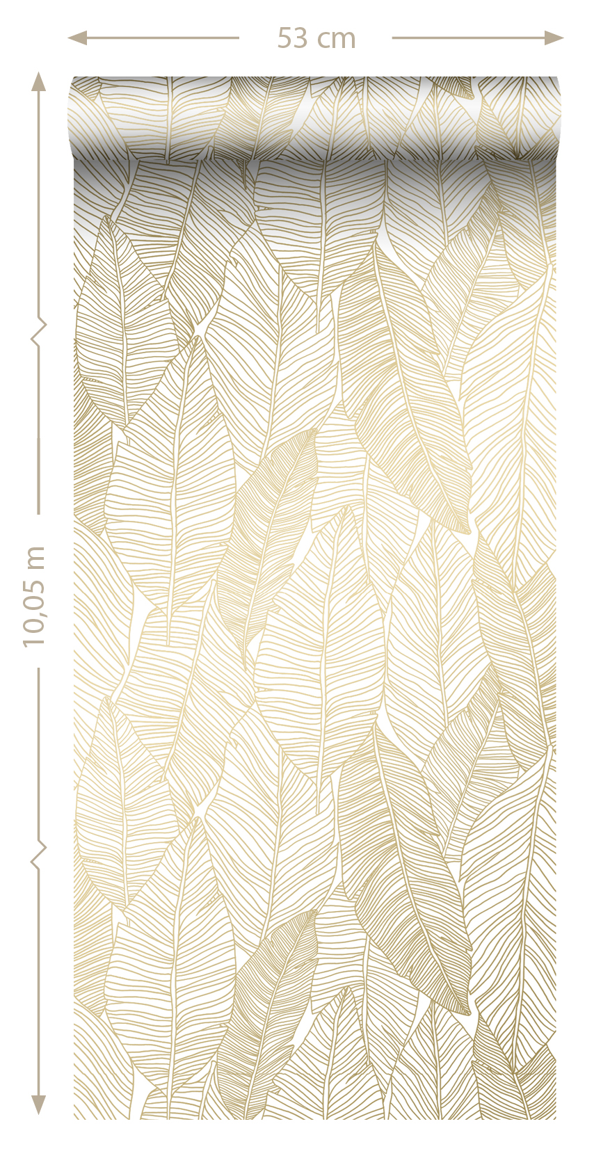 Wallpaper Pen Drawn Leaves White & Gold 139125 (4)