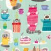 Kids Wallpaper Funny Cats Mint Green