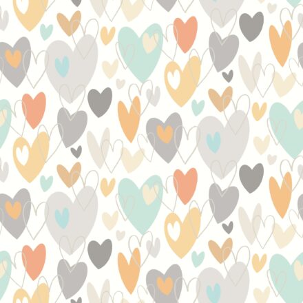 Kids Wallpaper Hearts Grey&Yellow