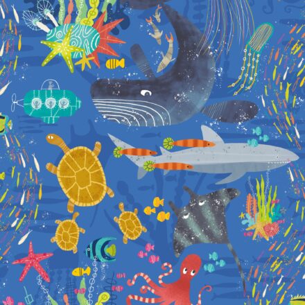 Kids Wallpaper Sea Animals Blue