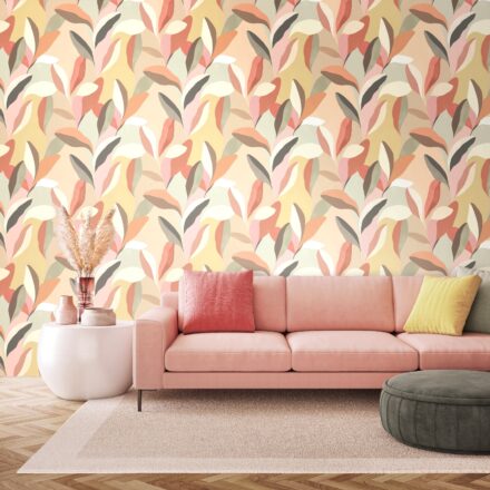 Wallpaper Abstract Leaves Blush