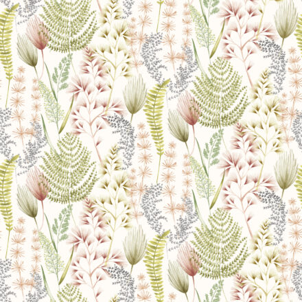 Wallpaper Fern Leaves Green & Terracotta