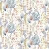 Wallpaper Fern Leaves Greyish Blue