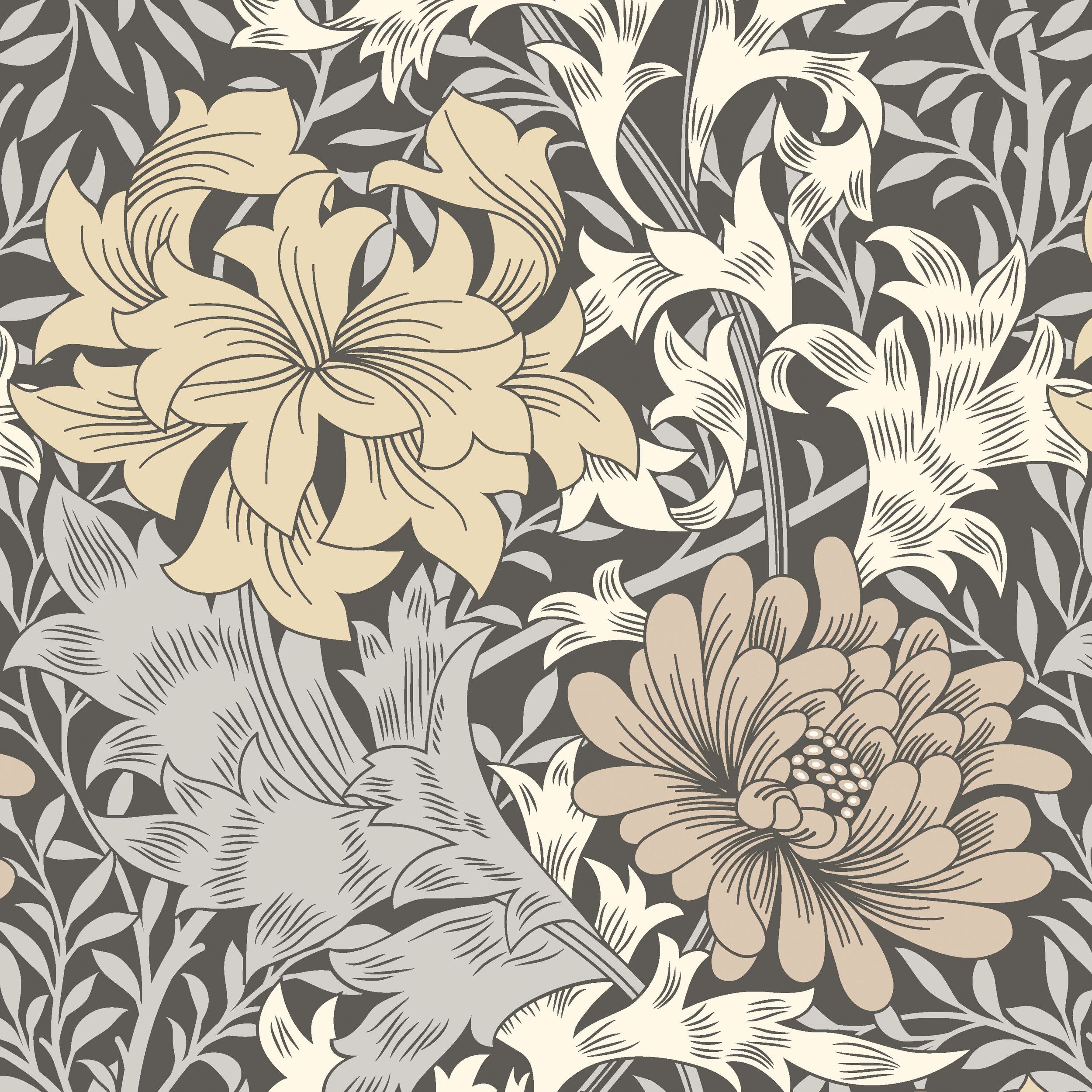 Wallpaper Floral Chrysanthemum Graphite HWA1121W (2)