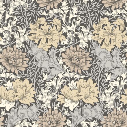 Wallpaper Floral Chrysanthemum Graphite