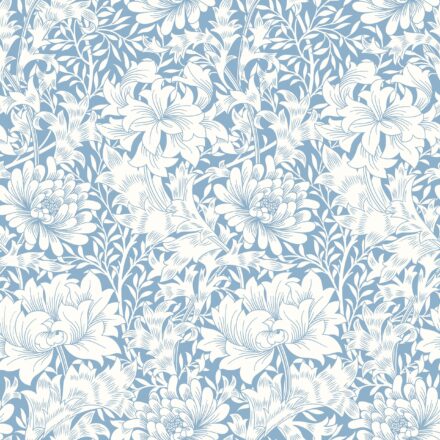 Wallpaper Floral Chrysanthemum Light Blue
