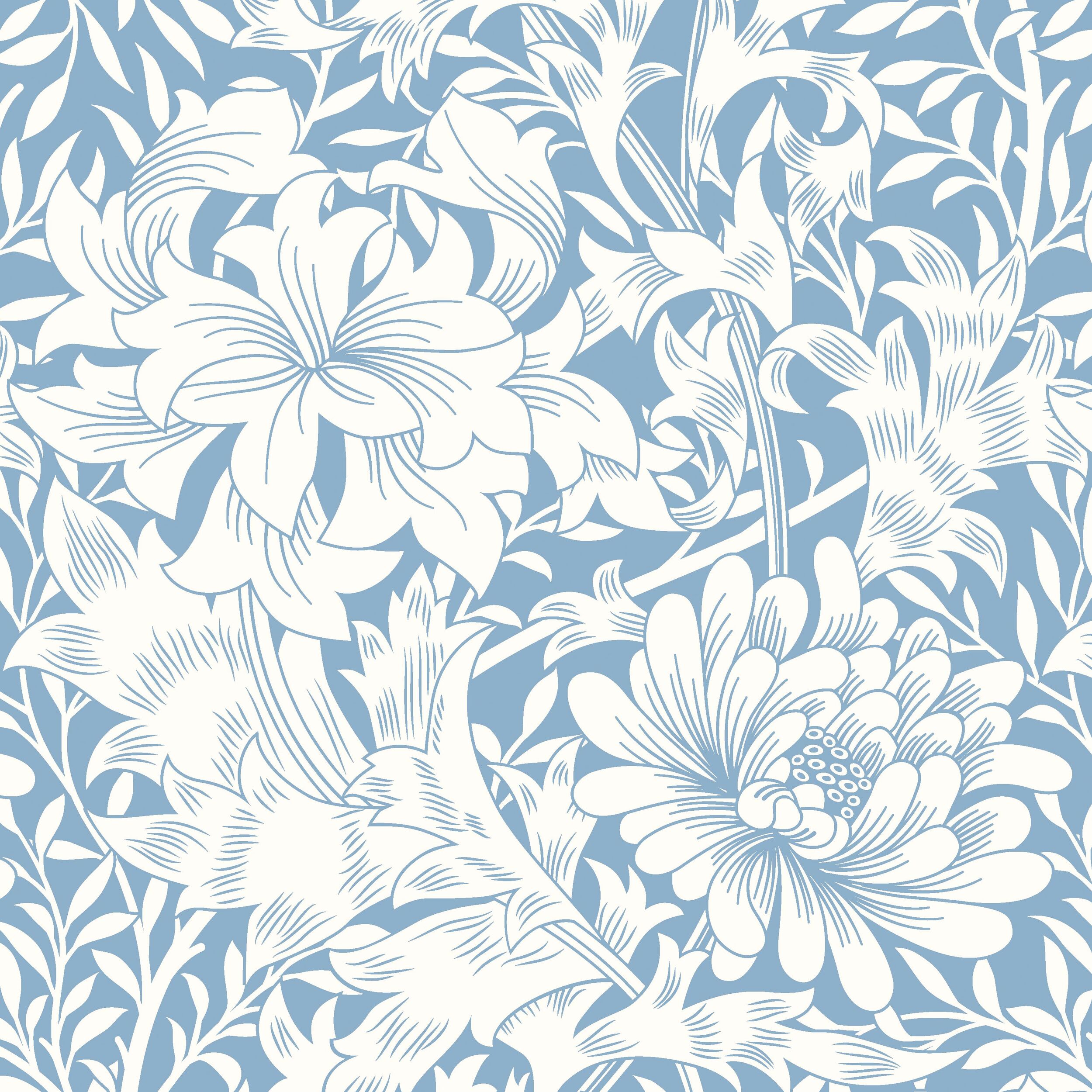 Wallpaper Floral Chrysanthemum Light Blue HWA1116W (2)