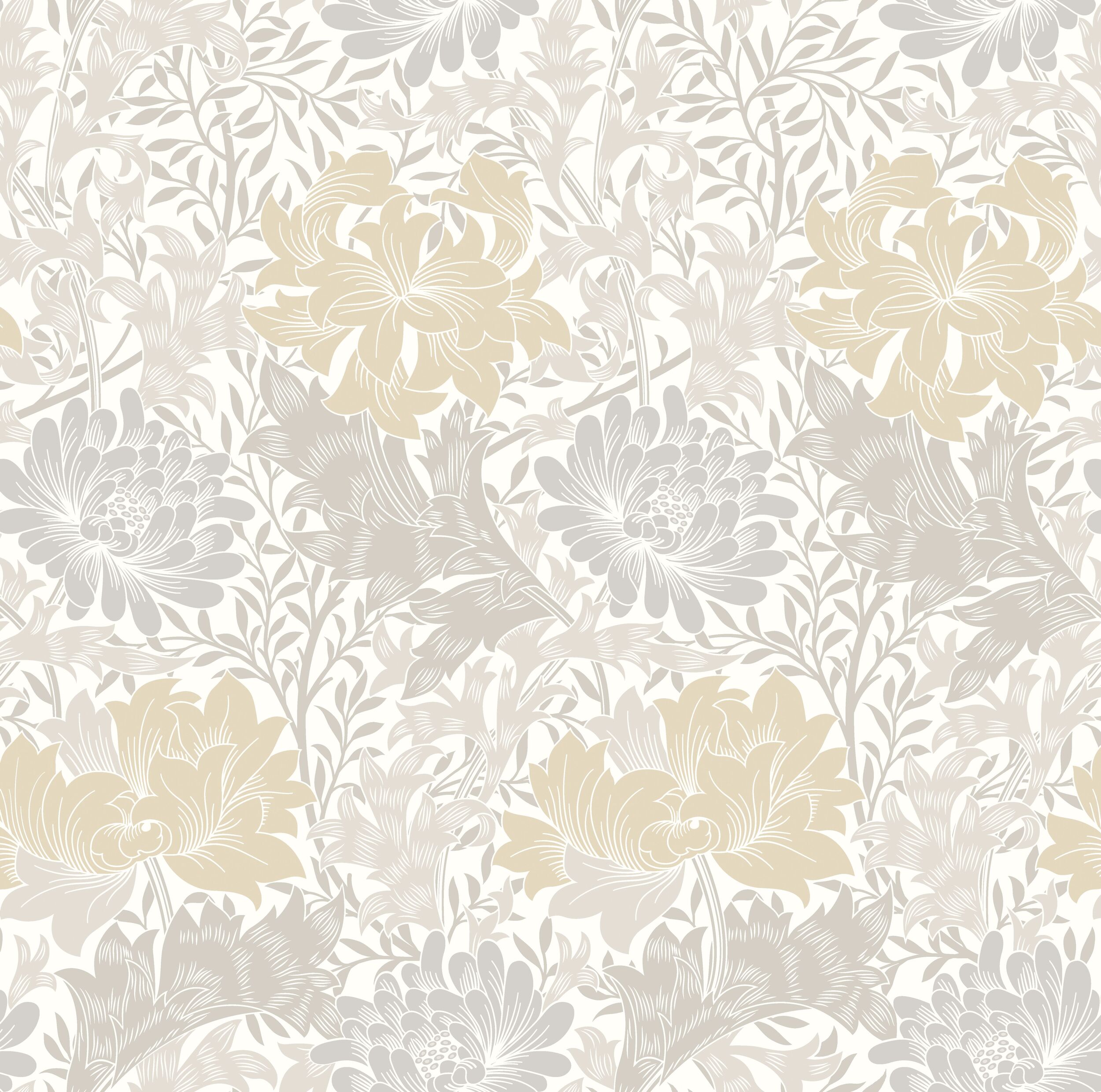 Wallpaper Floral Chrysanthemum Natural Stone HWA1120W (2) Wallpaper Floral Chrysanthemum Natural Stone