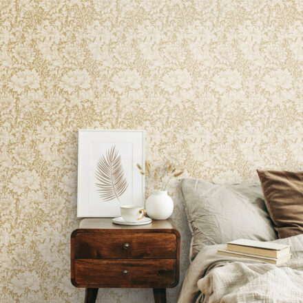 Wallpaper Floral Chrysanthemum Neutral