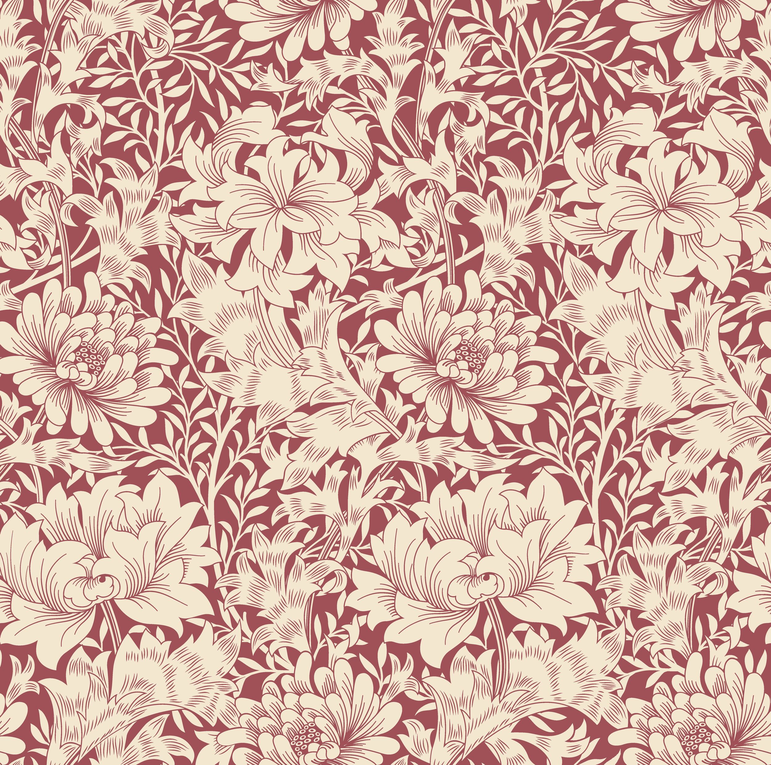 Wallpaper Floral Chrysanthemum Ruby Red HWA1122W (1) Wallpaper Floral Chrysanthemum Ruby Red
