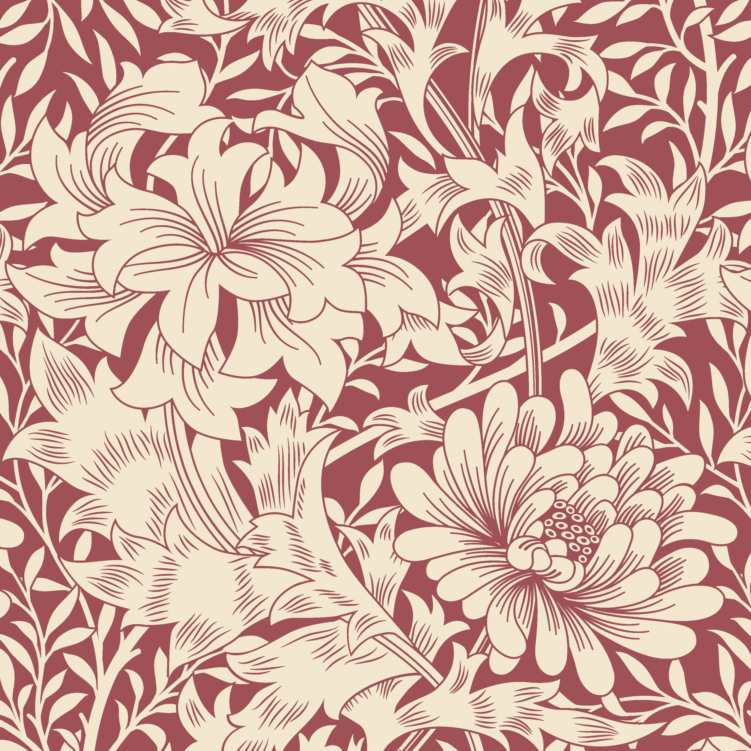 Wallpaper Floral Chrysanthemum Ruby Red HWA1122W (2)