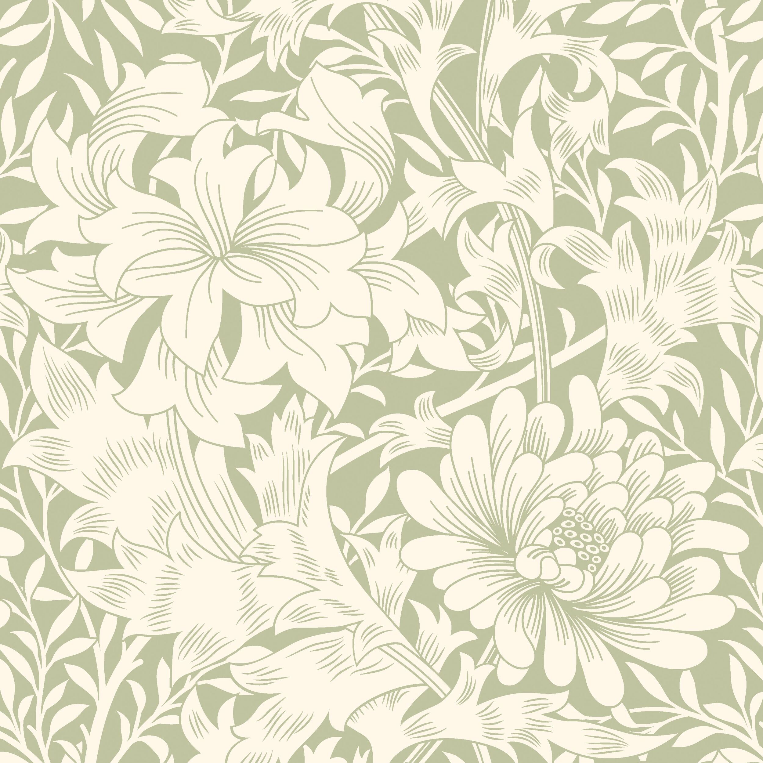 Wallpaper Floral Chrysanthemum Sage Green HWA1115W (1)