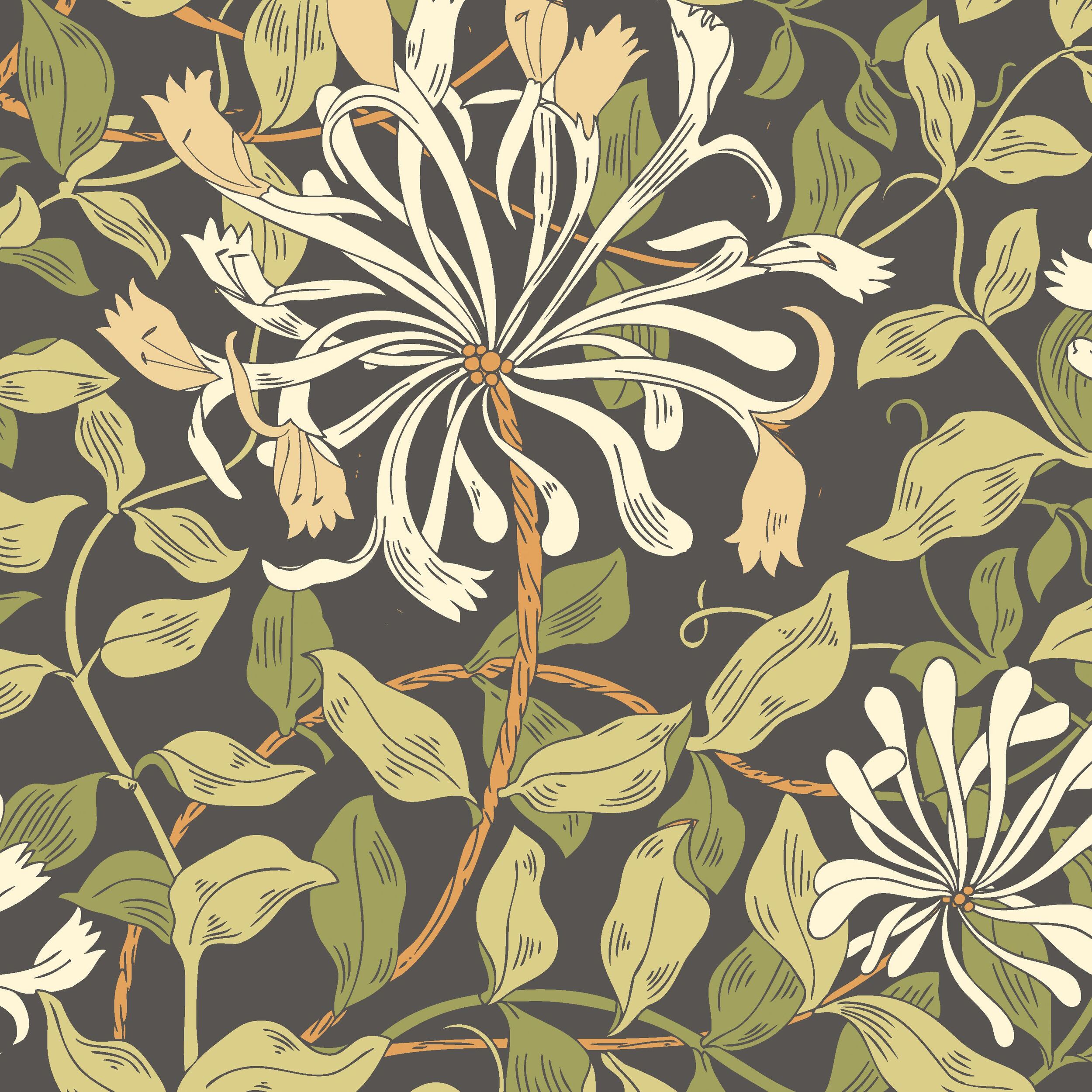 Wallpaper Honeysuckle Leaf Trail Black & Green HWA1086W (3)