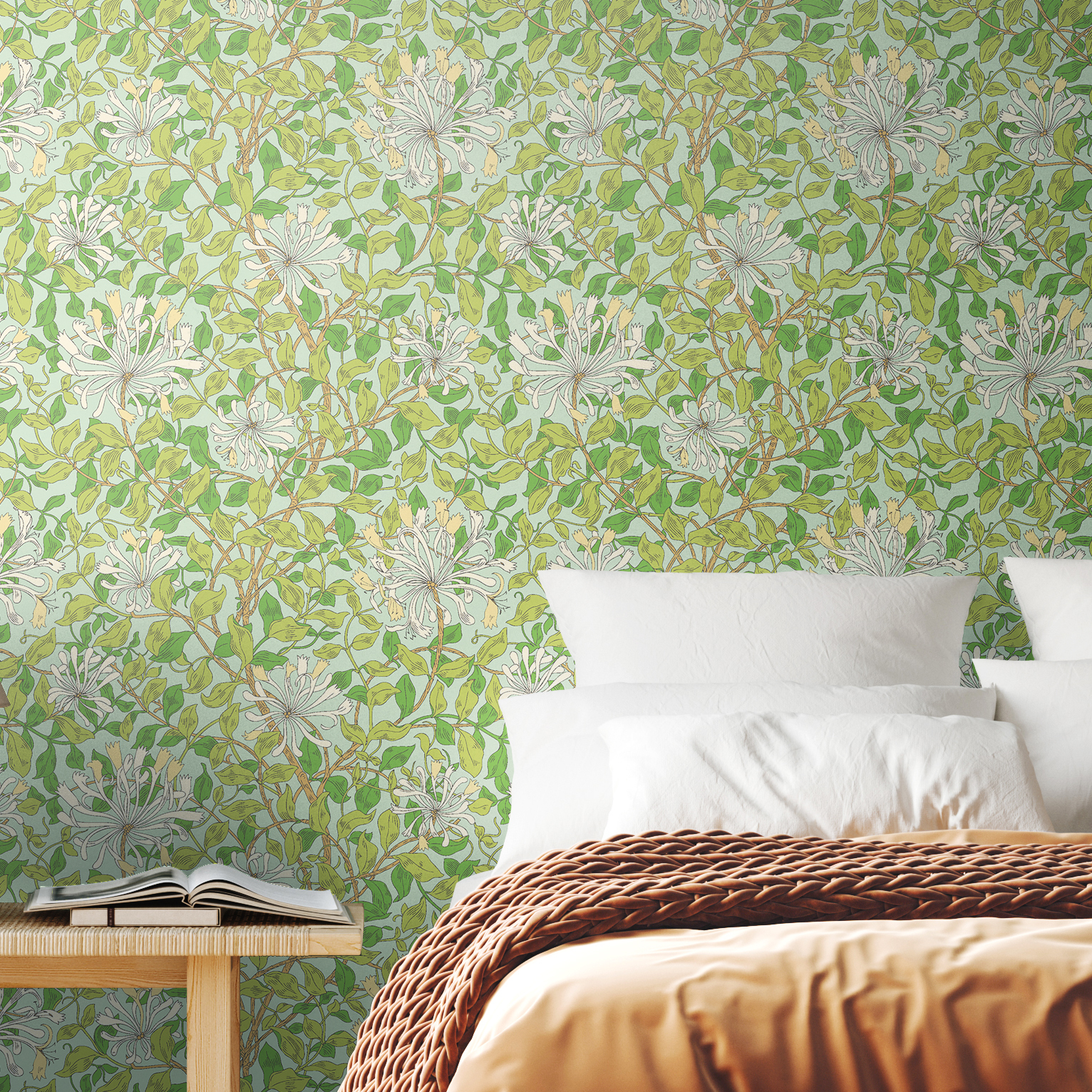 Wallpaper Honeysuckle Leaf Trail Duckegg Blue Wallpaper Honeysuckle Leaf Trail Duckegg Blue