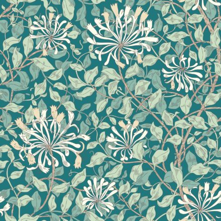 Wallpaper Honeysuckle Leaf Trail Jade Green