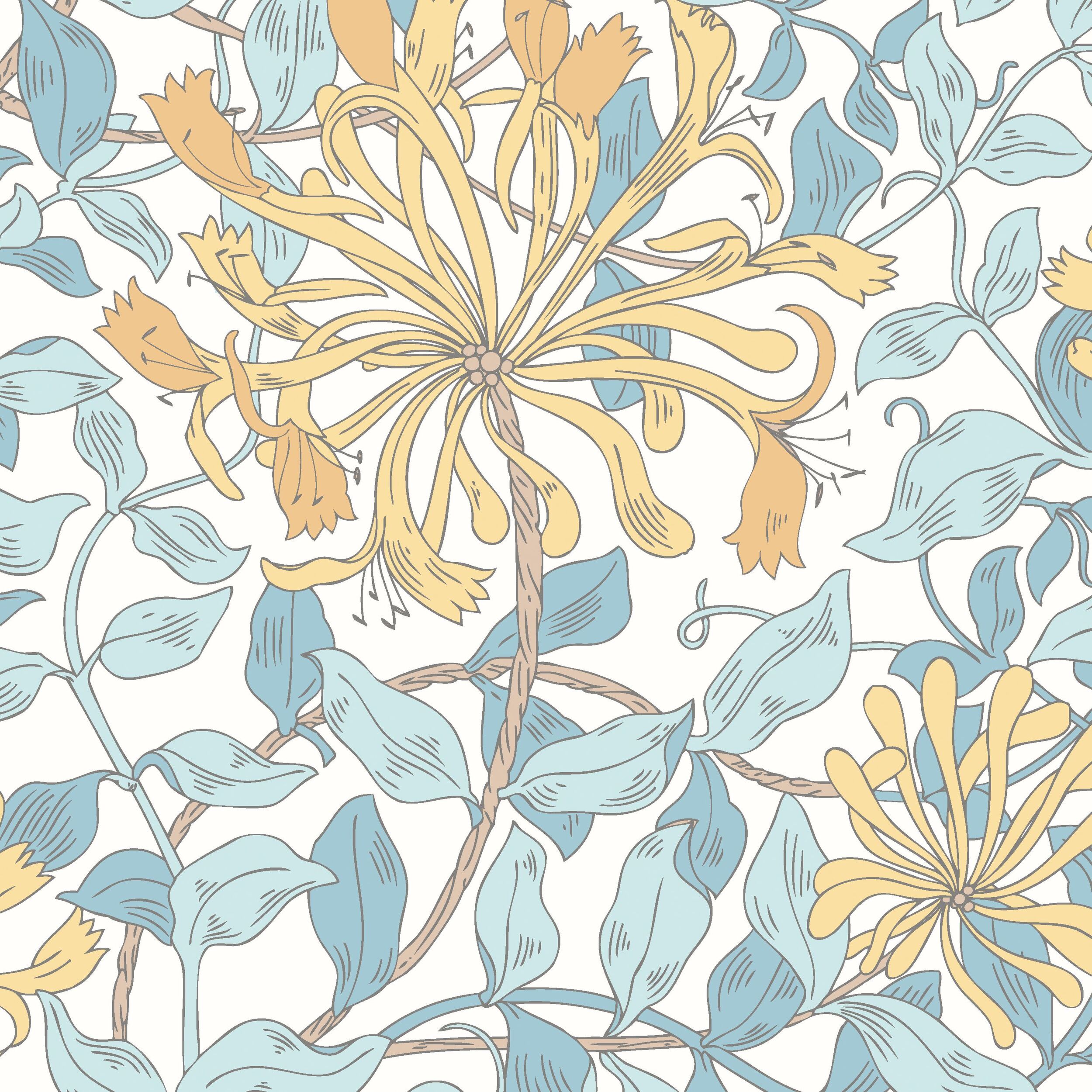 Wallpaper Honeysuckle Leaf Trail Soft Blue HWA1080W (3)