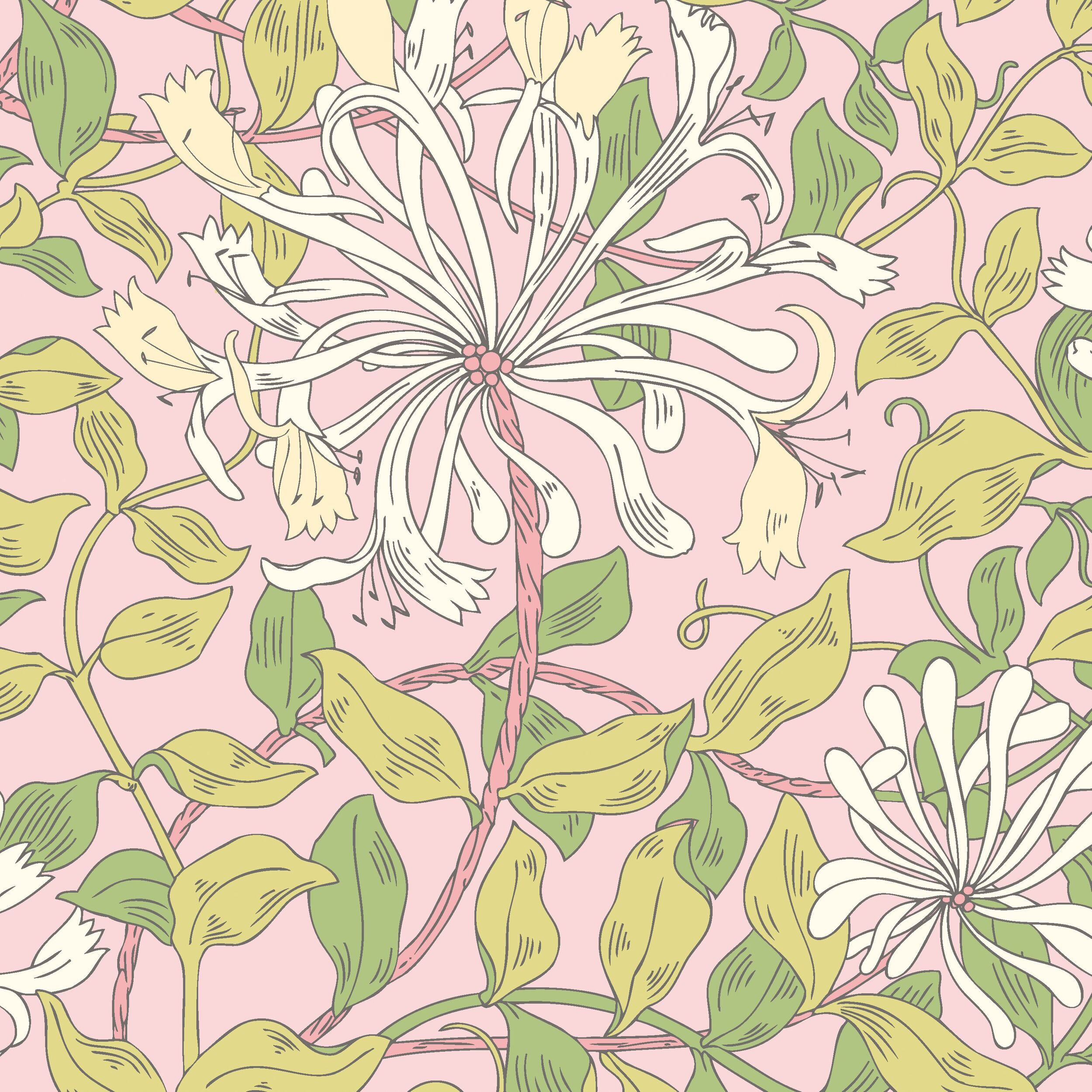 Wallpaper Honeysuckle Leaf Trail Soft Pink HWA1076W (1)