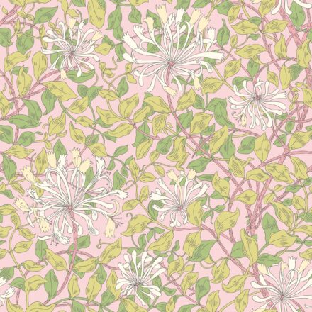 Wallpaper Honeysuckle Leaf Trail Soft Pink
