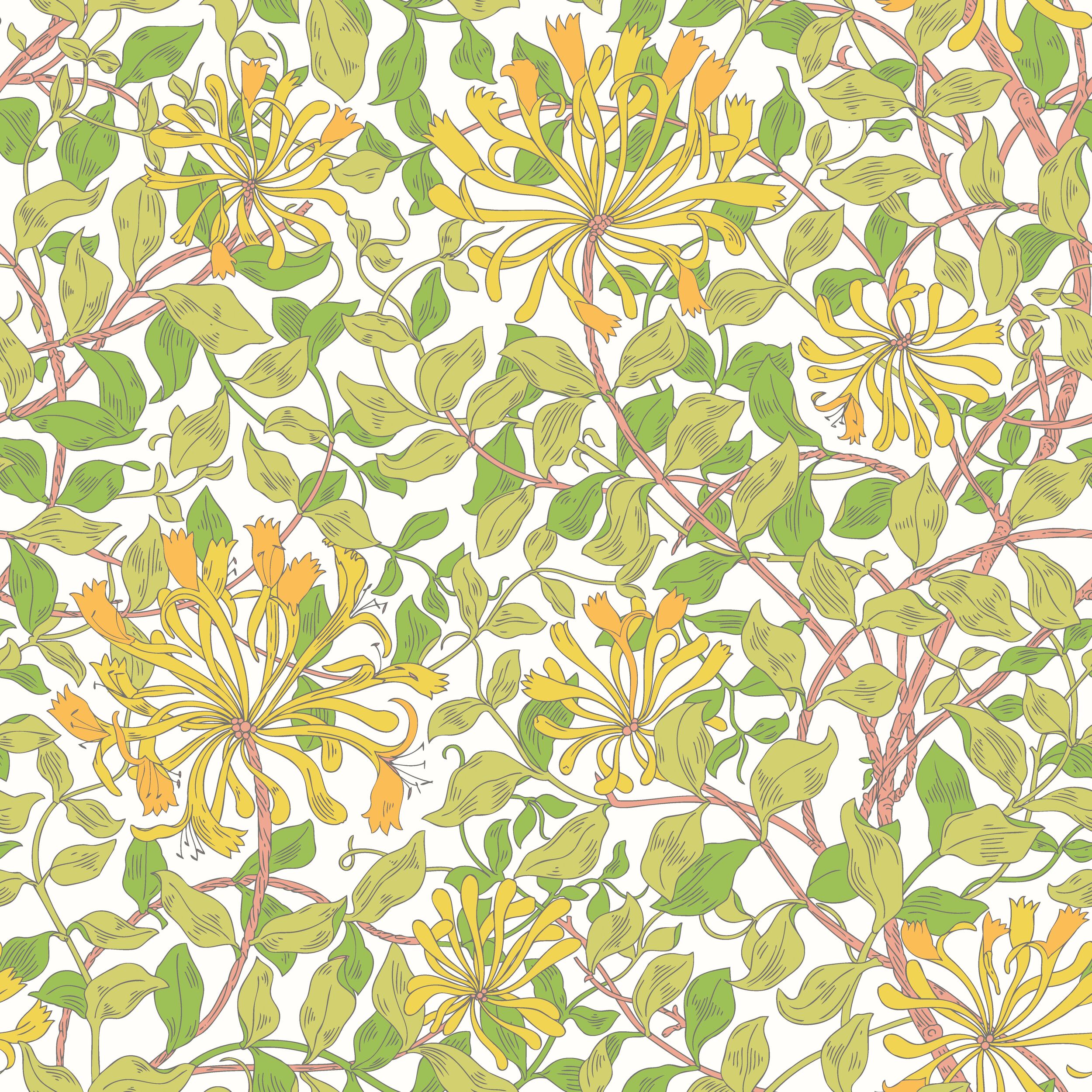Wallpaper Honeysuckle Leaf Trail Sunshine Yellow HWA1074W (1)