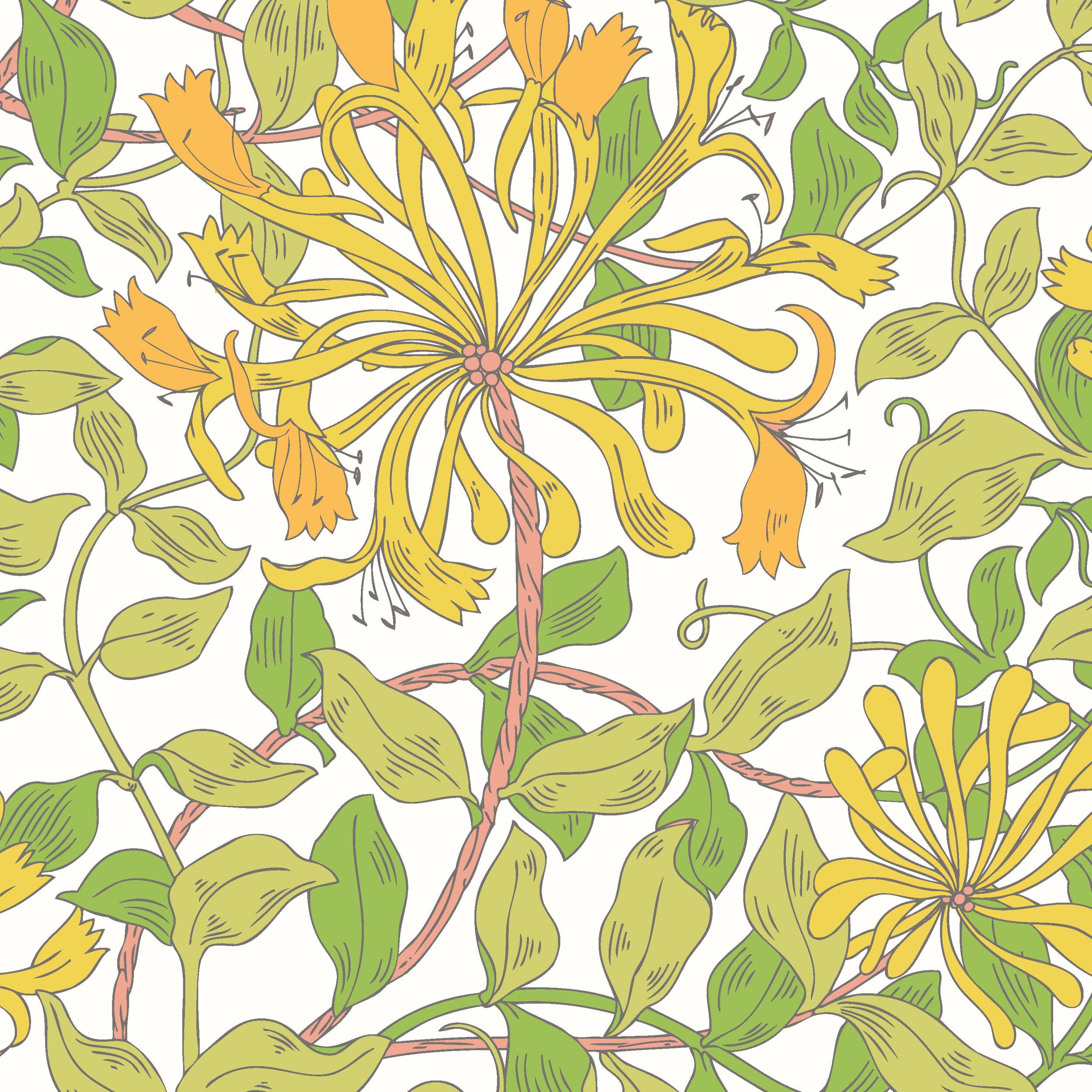 Wallpaper Honeysuckle Leaf Trail Sunshine Yellow HWA1074W (2)